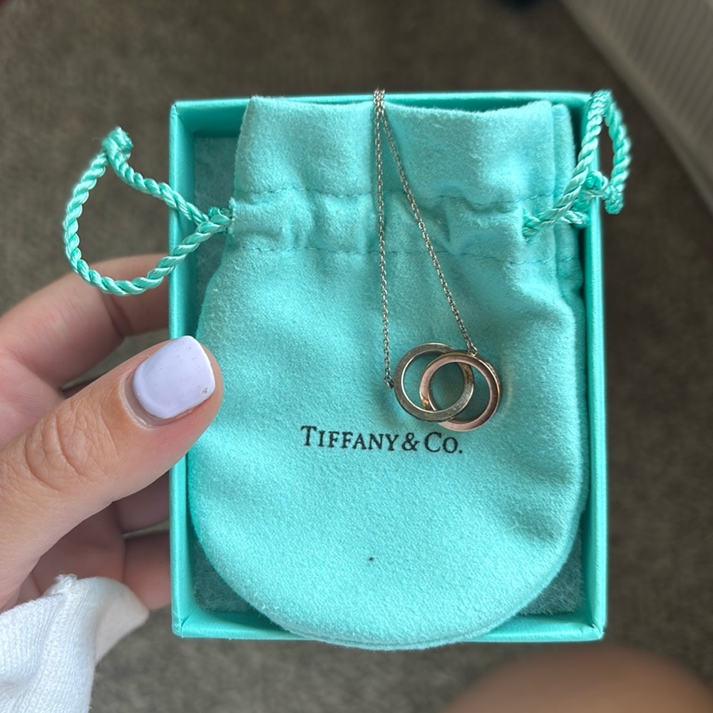 Tiffany & Co. Sterling silver and Rose Gold Interlocking Necklace